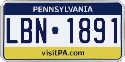 PA license plate LBN1891