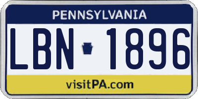 PA license plate LBN1896