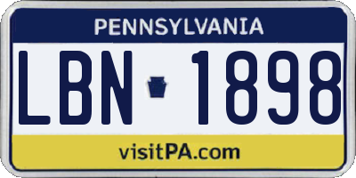 PA license plate LBN1898