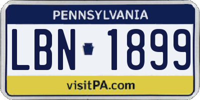 PA license plate LBN1899