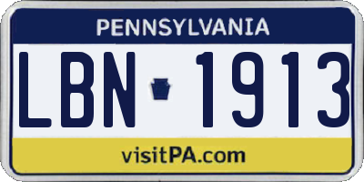 PA license plate LBN1913