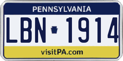 PA license plate LBN1914