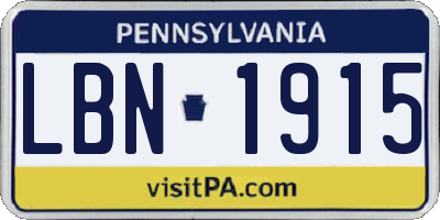 PA license plate LBN1915