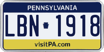 PA license plate LBN1918