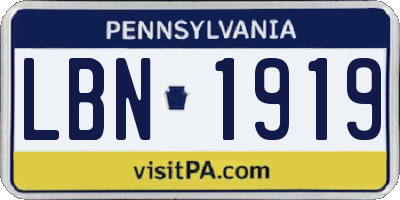 PA license plate LBN1919
