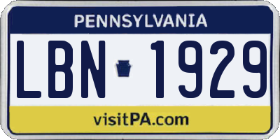 PA license plate LBN1929