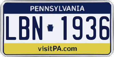 PA license plate LBN1936