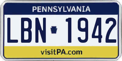 PA license plate LBN1942