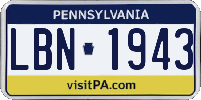 PA license plate LBN1943