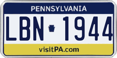 PA license plate LBN1944