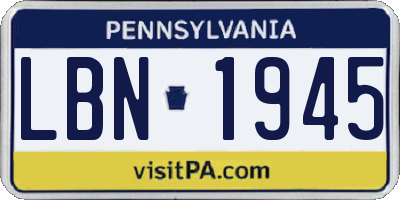 PA license plate LBN1945
