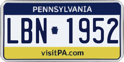 PA license plate LBN1952