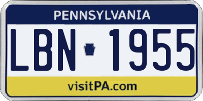 PA license plate LBN1955