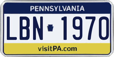 PA license plate LBN1970