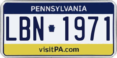 PA license plate LBN1971
