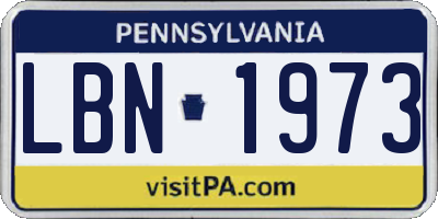 PA license plate LBN1973