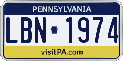 PA license plate LBN1974