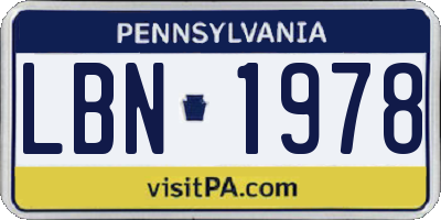 PA license plate LBN1978