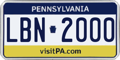 PA license plate LBN2000