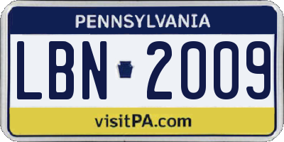 PA license plate LBN2009