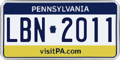 PA license plate LBN2011