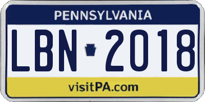 PA license plate LBN2018