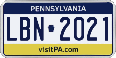 PA license plate LBN2021
