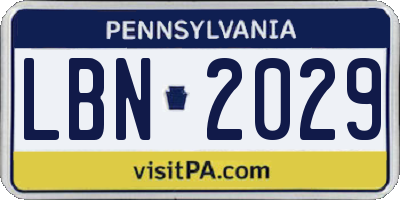 PA license plate LBN2029