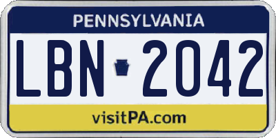 PA license plate LBN2042