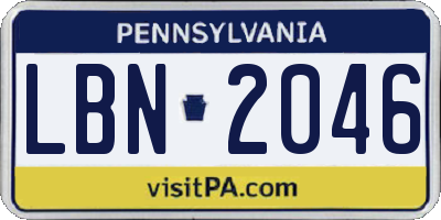 PA license plate LBN2046