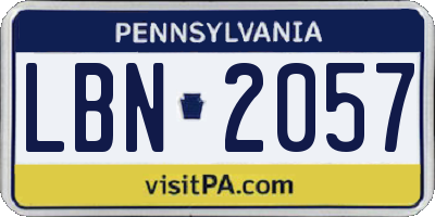 PA license plate LBN2057