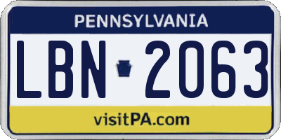 PA license plate LBN2063