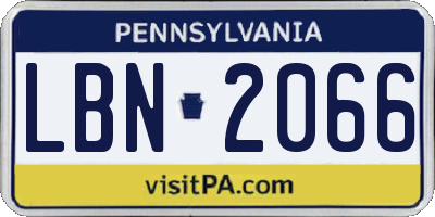 PA license plate LBN2066