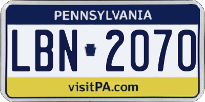 PA license plate LBN2070