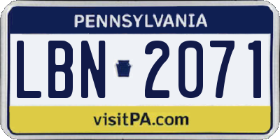 PA license plate LBN2071