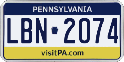 PA license plate LBN2074