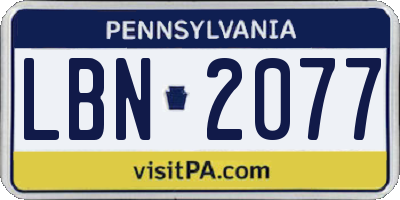 PA license plate LBN2077