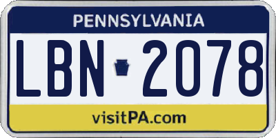 PA license plate LBN2078