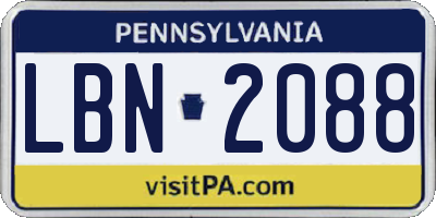 PA license plate LBN2088