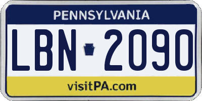 PA license plate LBN2090