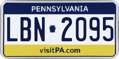 PA license plate LBN2095