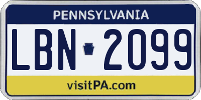 PA license plate LBN2099