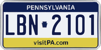 PA license plate LBN2101