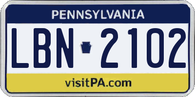 PA license plate LBN2102