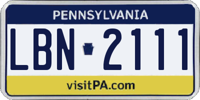 PA license plate LBN2111