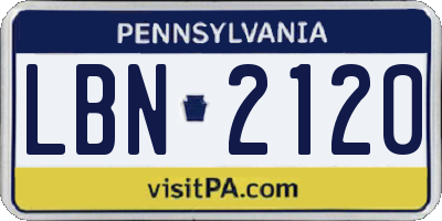 PA license plate LBN2120