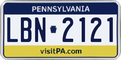 PA license plate LBN2121