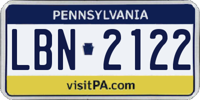 PA license plate LBN2122