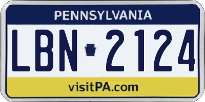 PA license plate LBN2124