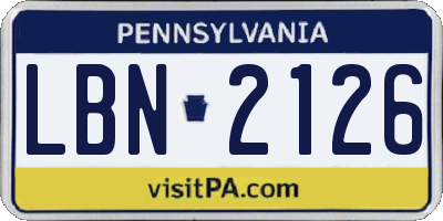 PA license plate LBN2126